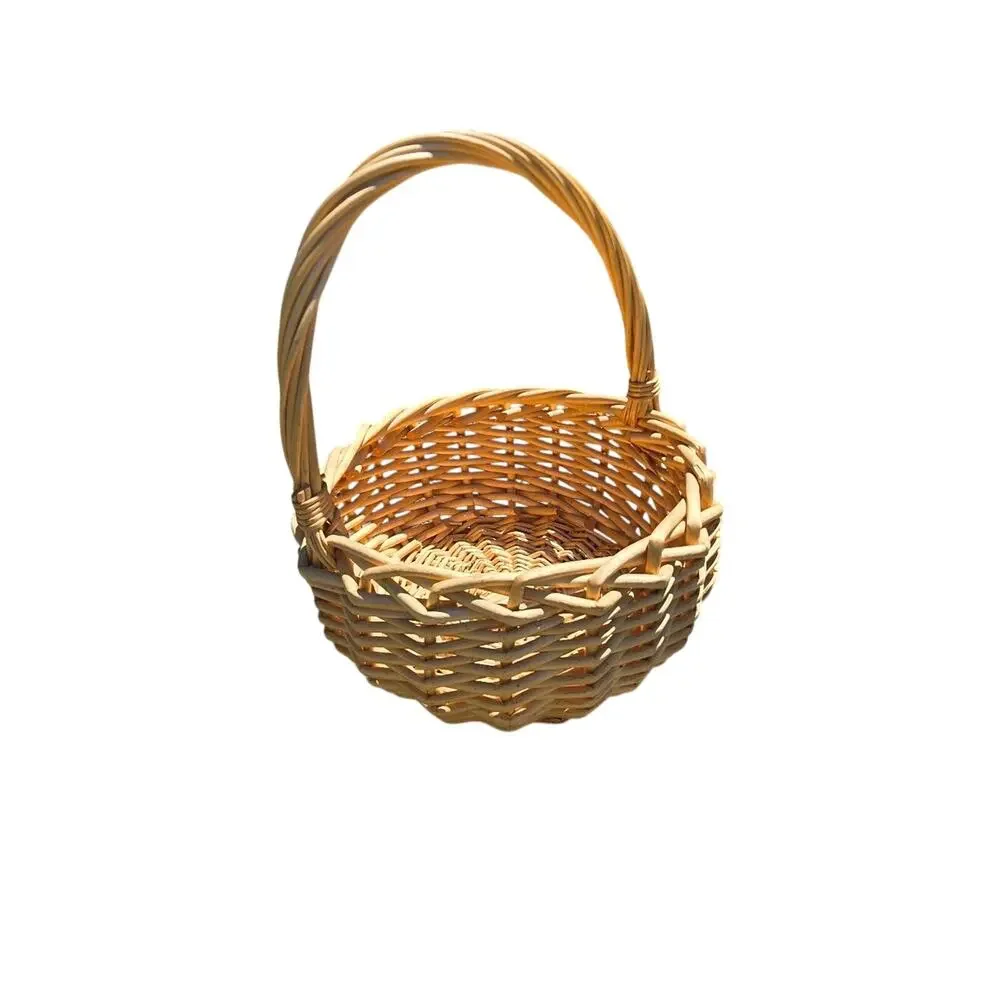 Woven Rattan Handled Basket - Natural Honey Tone